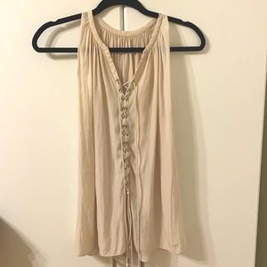 COPY - Ramy Brook Lace Up Tank Top. Cream